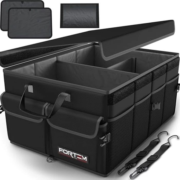 FORTEM Trunk Organizer For SUV Car Trunk Organizer, Foldable Storage, Car Accessories for Women Men, Collapsible Bag, Perfect Christmas Gifts, 600D Oxford, Non Slip Bottom, Straps, Soft Cover (50L) by FORTEM - Used - Very Good condition