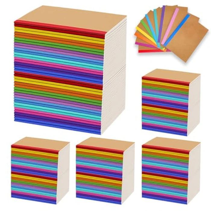 100 Pack A5 Notebooks Bulk, 8.3 x 5.5 inch Ruled Lined Kraft Composition Notebooks Bulk 10 Color Soft Cover Travel Journals for Students Classroom Office (Colourful,60 Pages 30 Sheets) (100, 10 Color) by GEHUIZER - Used - Like New condition - US$52.26
