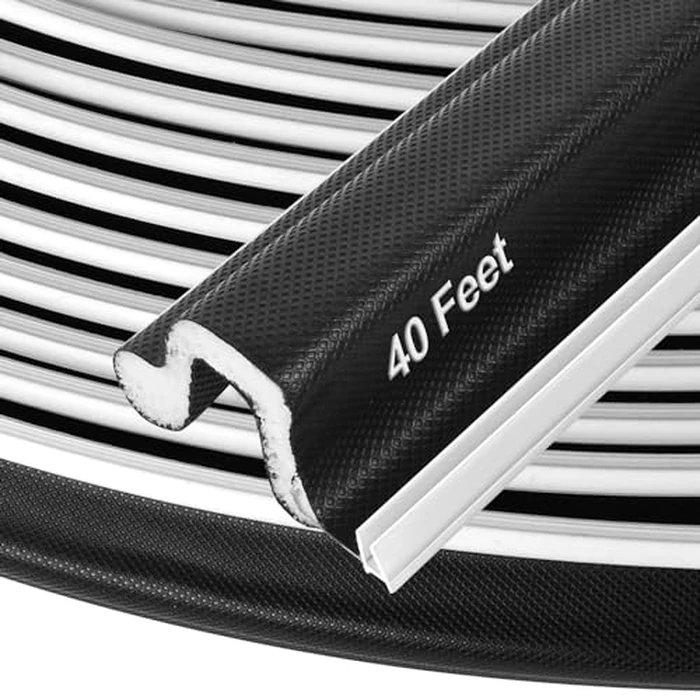 Kerf Door Weather Stripping 12.2M/40Ft V-Shaped Door Seal Strip for Large Gap Door Frame Front Door Extra Thick Sealers Replacement Exterior Entry Door Jamb Gasket Easy Installation Cut to Size -Black by Kikerike - Image 1