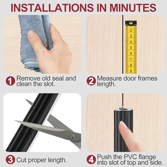 Kerf Door Weather Stripping 12.2M/40Ft V-Shaped Door Seal Strip for Large Gap Door Frame Front Door Extra Thick Sealers Replacement Exterior Entry Door Jamb Gasket Easy Installation Cut to Size -Black by Kikerike - Image 7