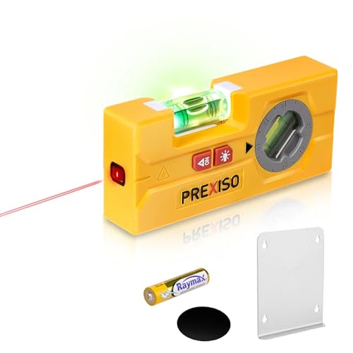 PREXISO 2-in-1 Line Laser Level - Mini Torpedo Level with Light, 3-3/4 inch Rotatable Magnetic Pocket Level & 30Ft Laser Line Leveler Tool for Hanging Picture, Wall Marking Painting, Home Renovation by Prexiso - Image 1