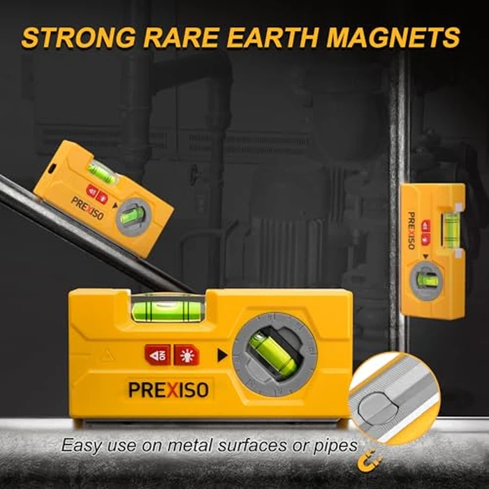 PREXISO 2-in-1 Line Laser Level - Mini Torpedo Level with Light, 3-3/4 inch Rotatable Magnetic Pocket Level & 30Ft Laser Line Leveler Tool for Hanging Picture, Wall Marking Painting, Home Renovation by Prexiso - Image 6