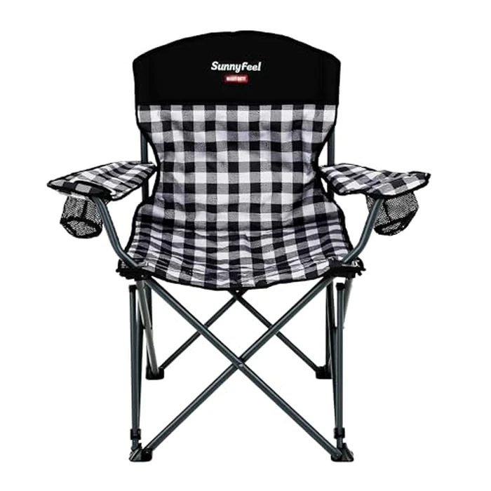SunnyFeel Heavy-Duty Camping Chair - 800 lbs Capacity, Portable Folding with Padded Seat, Cup Holders, Mesh Storage Bag, and Carry Bag for Outdoor Adventures by SUNNYFEEL - Image 1