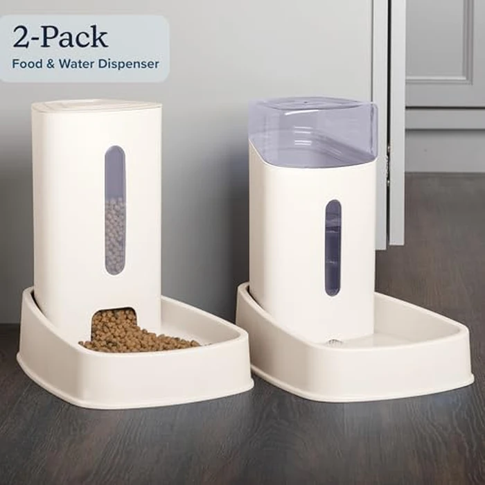 Automatic Cat Feeder and Water Dispenser - 2-Pack 3.8L/1G Pet Bowls - Gravity Automatic Cat and Dog Feeding Station - Pet Supplies by PETMAKER (White) by PETMAKER - Image 6