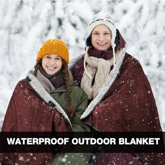 DUKUSEEK Outdoors Waterproof Throw Blanket with Hood, 79”x 59” Sherpa Fleece Stadium Windproof Blankets for Boat, Traveling, Camping, Football, Dogs, Outdoor Sporting Events-Machine Washable by DUKUSEEK - Image 3