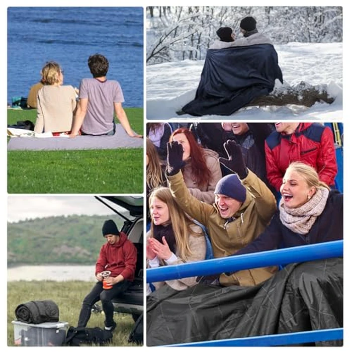 DUKUSEEK Outdoors Waterproof Throw Blanket with Hood, 79”x 59” Sherpa Fleece Stadium Windproof Blankets for Boat, Traveling, Camping, Football, Dogs, Outdoor Sporting Events-Machine Washable by DUKUSEEK - Image 4