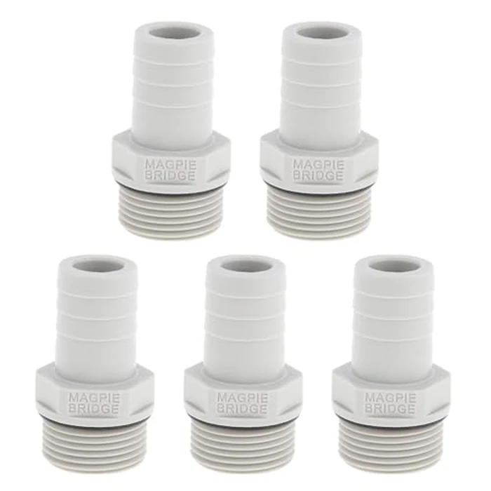Hihaha Plastic Hose Barb Fitting 3/4" 3/4" G Male Thread Straight Pipe Connector Gray White 5 Pcs by Hihaha - Used - Like New condition - CA$9.89