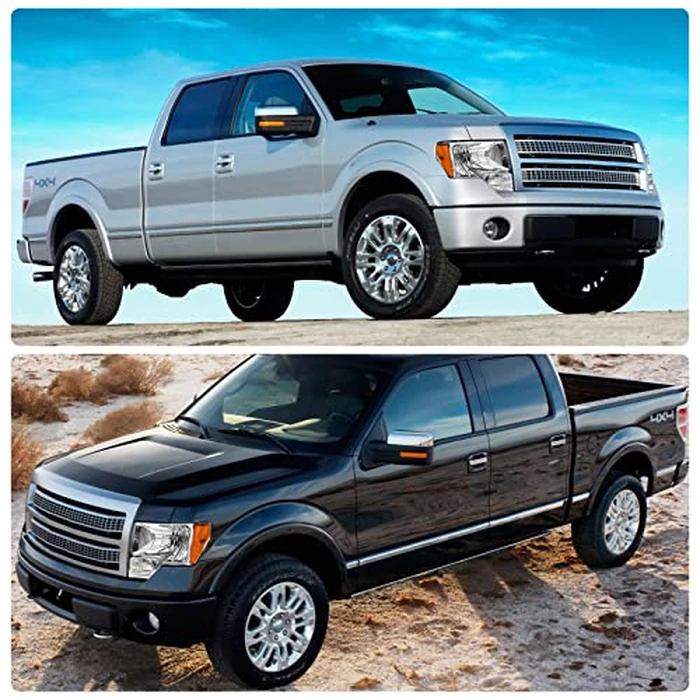 ADCARLIGHTS 2009 2010 2011 2012 2013 2014 Ford F150 Pickup Headlight Assembly for 09-14 Ford F150 Clear Lens Chrome Housing with Amber Reflector Headlamp Replacement Left and Right Pair（W/O Bulbs） by ADCARLIGHTS - Image 2