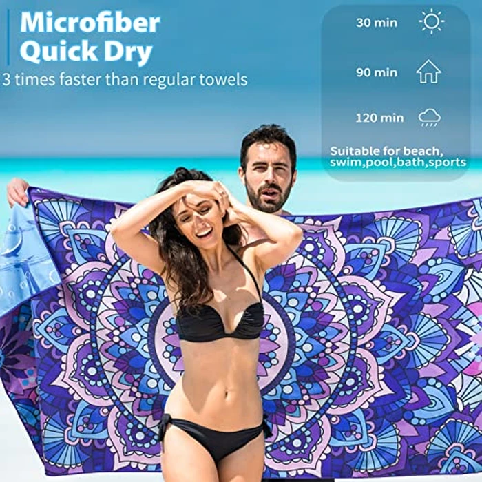 6 Pack Microfiber Thin Beach Towel Lightweight 71x32 Oversized Extra Large Sand Free Towels Quick Dry for Travel Pool Yoga Gym Sports Beach Accessories Vacation Essential Gift by TwoYek - Image 3