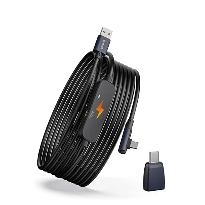Syntech Link Cable with Charging 16FT Compatible with Meta Quest 3S/3 Accessories, Quest2/Pro, Pico4, Next-Gen VR Cable with USB 3.0 A to C Adapter for SteamVR, Charge & Link Simultaneously, Black by Syntech - Used - Like New condition - US$19.25
