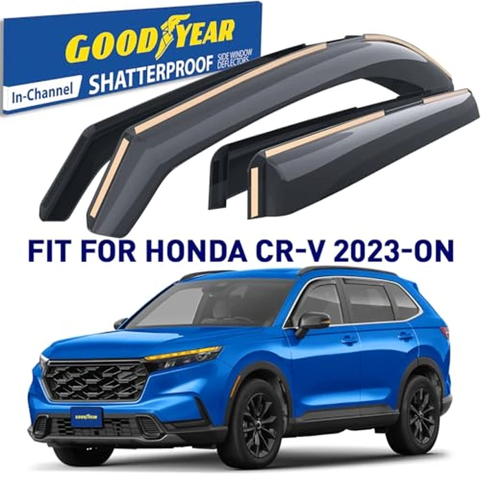 Goodyear Shatterproof in-Channel Window Deflectors for Honda CR-V (CRV) 2023-2026, Rain Guards, Window Visors for Cars, Vent Deflector, Car Accessories, 4 pcs. - GY007905 by Goodyear - Image 2