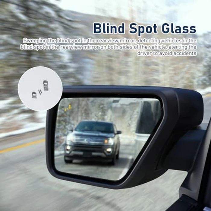 For Ford F150 2021-2024 Door Mirror with Textured Black Cover Manual Folding with Turn Signal Light Puddle Light Power Adjustment with Heated and Blind Spot Glass 11 Pins Left Driver Side (W/O Camera) by HIGHTO - Image 5