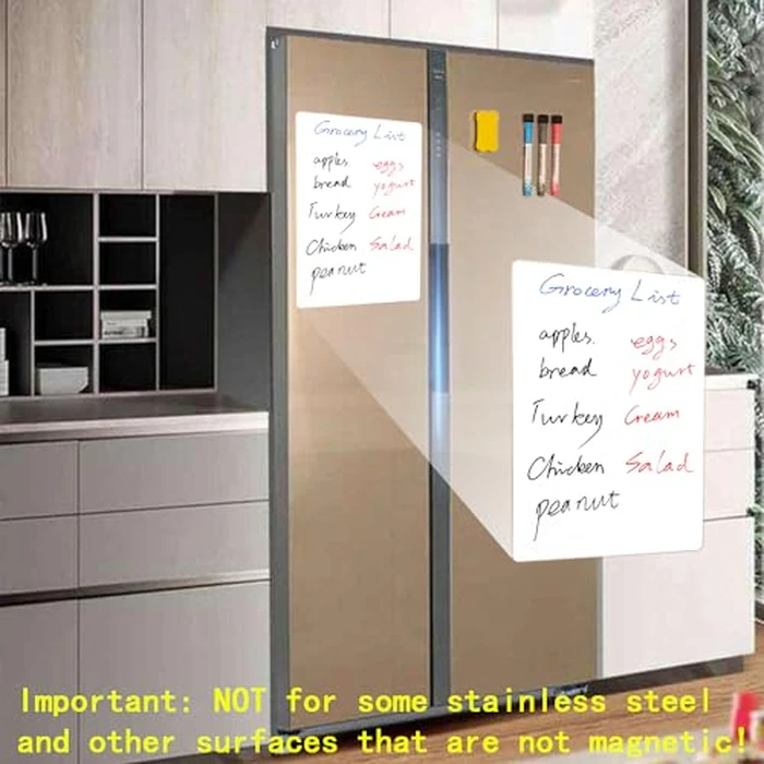 16.5"x11.7"Fridge Magnetic Whiteboard, Self-adhesive Rewritable To-Do List Sheet, Easy to Clean Dry Erasable Memo Board for Shopping List & Message Center, Office Notice Board With Marker & Eraser Set by MILEKE - Image 2