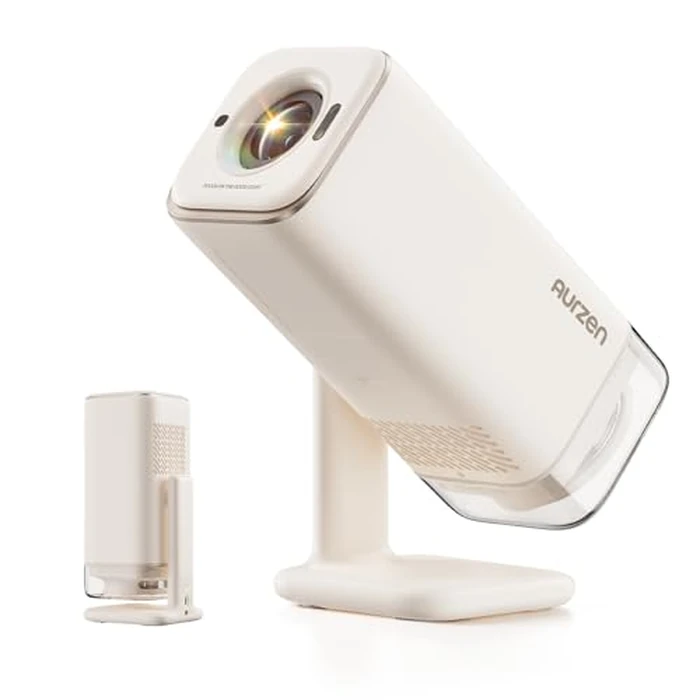 Aurzen BOOM Air Google TV Portable Projector with WiFi and Bluetooth, USB-C Powered, Smart Projector for Outdoor & Home Movie, 4K Supported, Real-Time Focus, Dolby Audio, Adjustable Stand, Off-White by Aurzen - Used - Like New condition - US$170.98