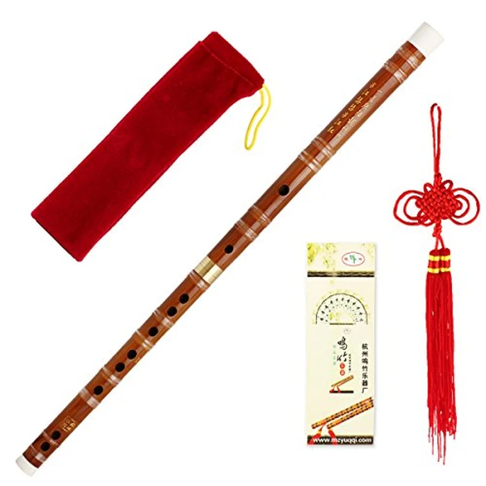 Kmise Bamboo Flute Dizi Traditional Handmade Chinese Musical Instrument Vintage Dizi (D Key) by Kmise - Used - Like New condition