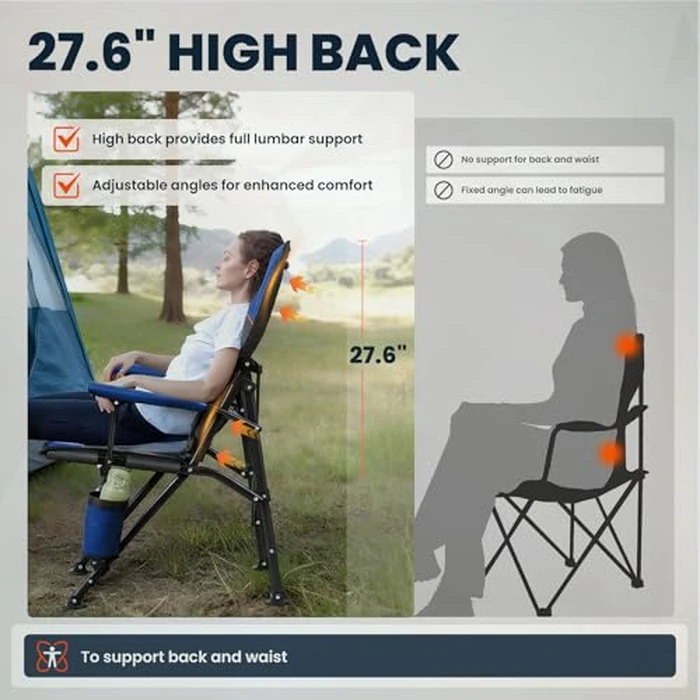 Overmont Heated Camping Chair with Adjustable High Backrest - 3 Heat Levels Seat & Backrest Separately Control - Heavy Duty Portable Heated Chair for Adults Supports 450 LBS - Battery NOT Included by OVERMONT - Image 3