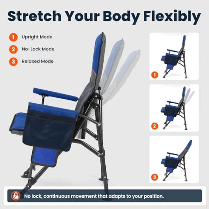 Overmont Heated Camping Chair with Adjustable High Backrest - 3 Heat Levels Seat & Backrest Separately Control - Heavy Duty Portable Heated Chair for Adults Supports 450 LBS - Battery NOT Included by OVERMONT - Image 4