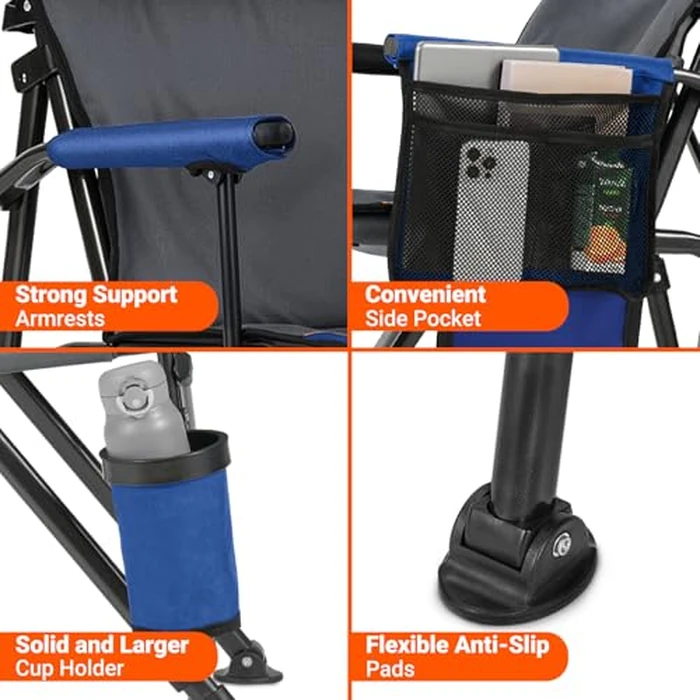 Overmont Heated Camping Chair with Adjustable High Backrest - 3 Heat Levels Seat & Backrest Separately Control - Heavy Duty Portable Heated Chair for Adults Supports 450 LBS - Battery NOT Included by OVERMONT - Image 6