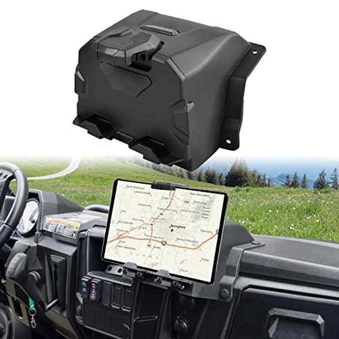 SAUTVS Tablet Phone Device Holder with Storage Box for 2013-2019 Polaris Ranger XP 900, Electronic Device Holder GPS Phone Tablet Mount for Polaris Ranger Fullsize XP 900 Crew 2013-2019 Accessories by SAUTVS - Used - Acceptable condition - US$26.71