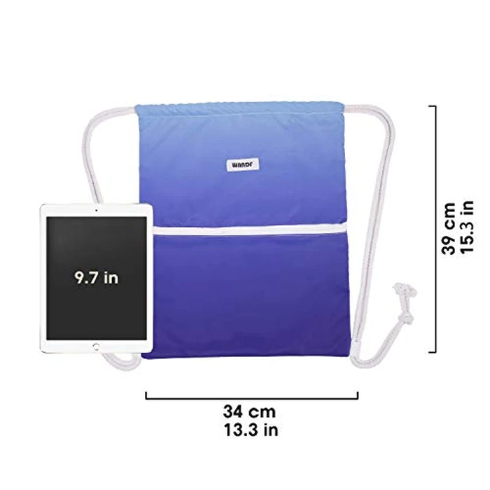 Drawstring Backpack String Bag Sackpack Cinch Water Resistant Nylon for Gym Shopping Sport Yoga by WANDF (Blue) by WANDF - Image 5