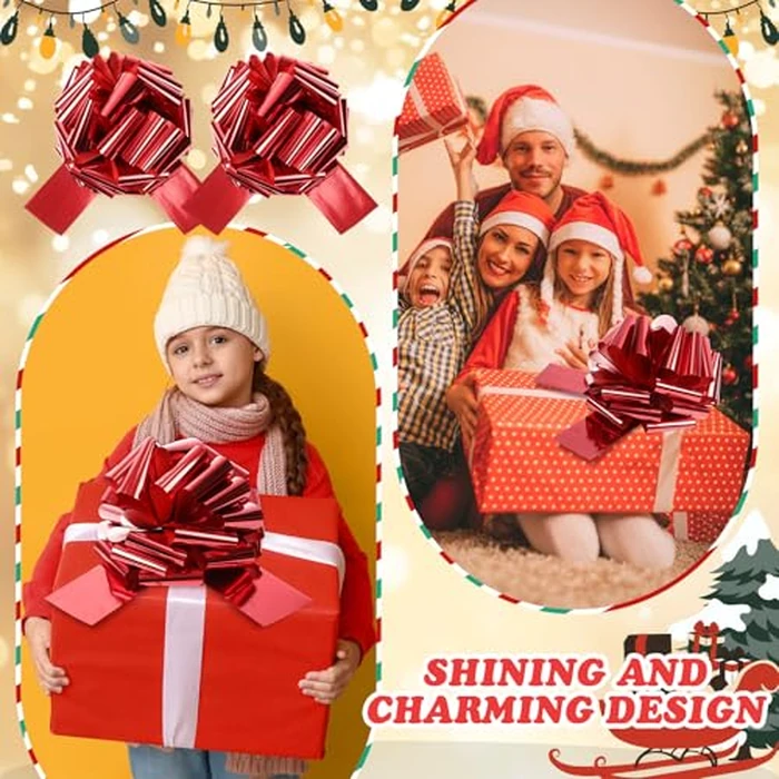 Giegxin 6 Pcs Large 12 Inch Red Pull Bows Metallic Valentines Giant Gift Wrapping Bows for Cars, Presents, Decorations, Grand Openings, Parties & Weddings - Reusable & Easy to Assemble by Giegxin - Image 4