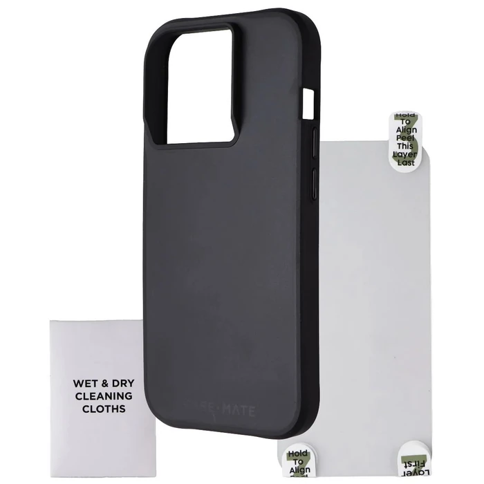 Case-Mate Tough Case + Glass Screen Protector for Apple iPhone 15 Pro - Black by Case-Mate - Refurbished - Good condition