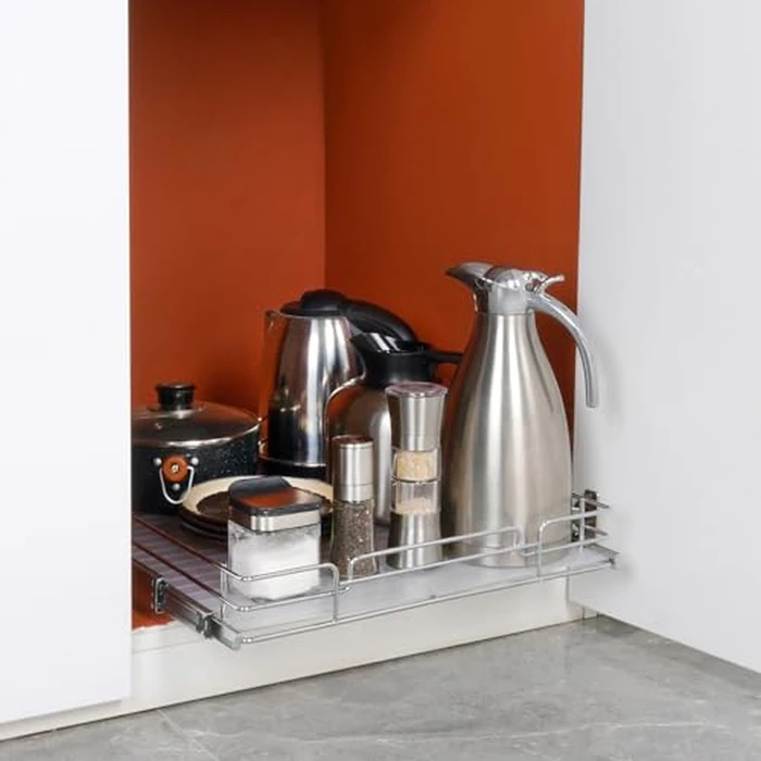 VEVOR 18.5"Wx21"Dx3.5"H Pull Out Cabinet Organizer, Heavy Duty Slide Out Pantry Shelves, Chrome-Plated Steel Roll Out Drawer, Drawer Storage for Home Under Sink, 20"Wx22"Dx7"H Install Size for Cabinet by VEVOR - Image 7