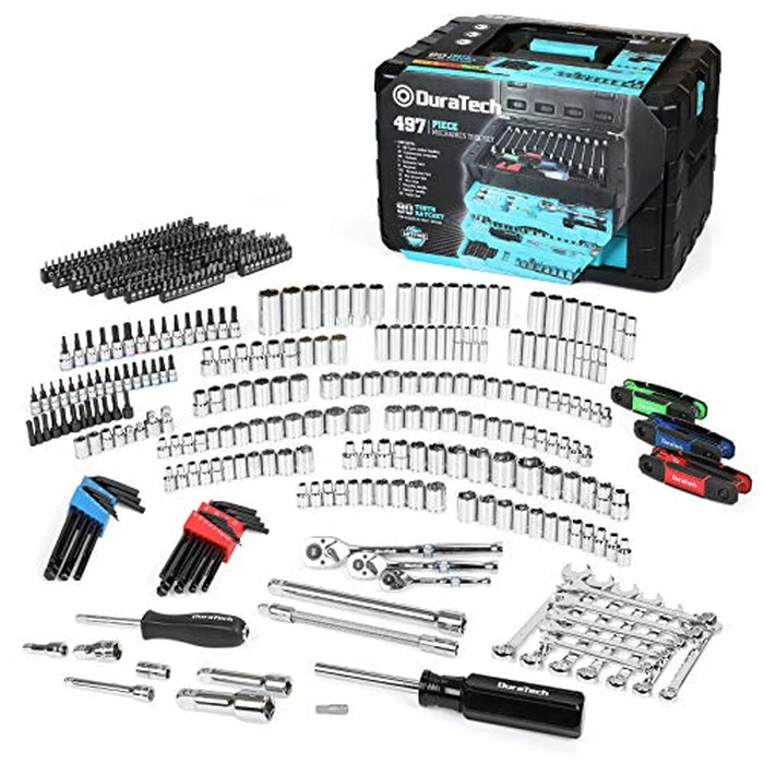 DURATECH 497-Piece Mechanics Tool Set, Include SAE/Metric Sockets, 90-Tooth Ratchet and Wrench Set in 3 Drawer Tool Box by DURATECH - Used - Very Good condition - US$210.68