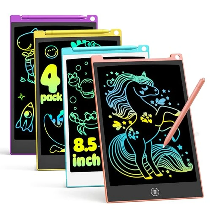 TECJOE 4 Pack LCD Writing Tablet, 8.5 Inch Colorful Drawing Board, Kids Travel Games Activity Learning Toys, Birthday Gifts for 3-8 Year Old Boys Girls Toddlers Preschooler by TECJOE - Image 1