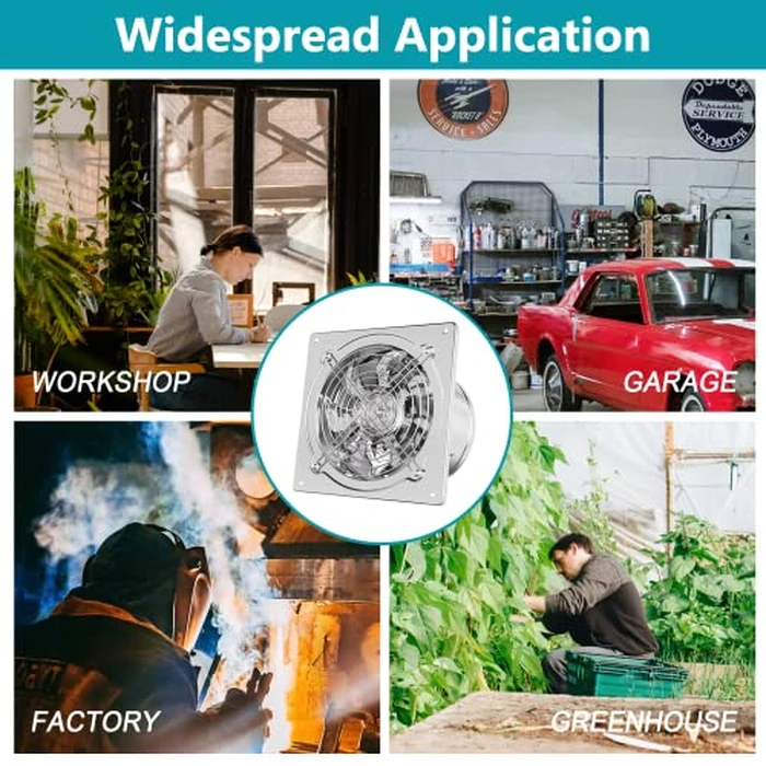 HG Power 8 Inch Kitchen Exhaust Fan, 576CFM Metal Attic Exhaust Fan, Wall Mounted Garage Ventilation Fan, Basement Extractor Fans with Backdraft Damper for Home Office Commercial Use, Silver by HG Power - Image 9