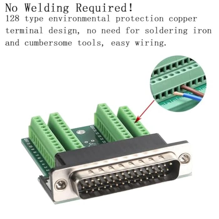 ANMBEST DB44 Solderless Connector, Male RS232 D-SUB Serial to 44-pin Port Terminal Adapter Breakout Board with Case Long Bolts Tail Pipe by ANMBEST - Image 2