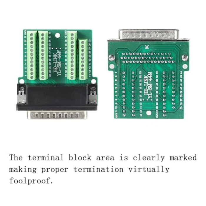ANMBEST DB44 Solderless Connector, Male RS232 D-SUB Serial to 44-pin Port Terminal Adapter Breakout Board with Case Long Bolts Tail Pipe by ANMBEST - Image 3