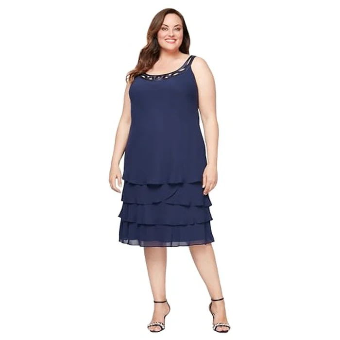 S.L. Fashions womens Plus-size Sequin Chiffon Jacket Special Occasion Dress, Sapphire, 18 Plus by S.L. Fashions - Used - Like New condition