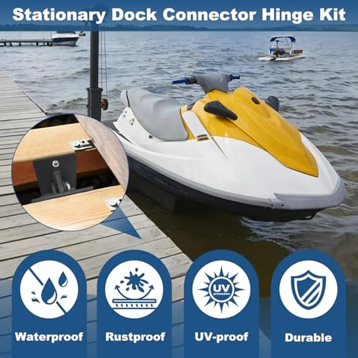 folosem 2pcs Stationary Dock Connector Hinge Kit, Hot Dip Galvanized Floating Dock Brackets Hardware T Connectors, Heavy Duty Dock Hardware Brackets Dock Accessorie by folosem - Image 4