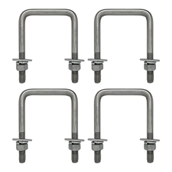 A.A Square U Bolt with Hardware for Boat Trailer, Galvanized Steel, 1/2" Diameter x 3-1/16" x 4-5/16" for 3x3 Beam (4 Pack) by A.A - Image 1