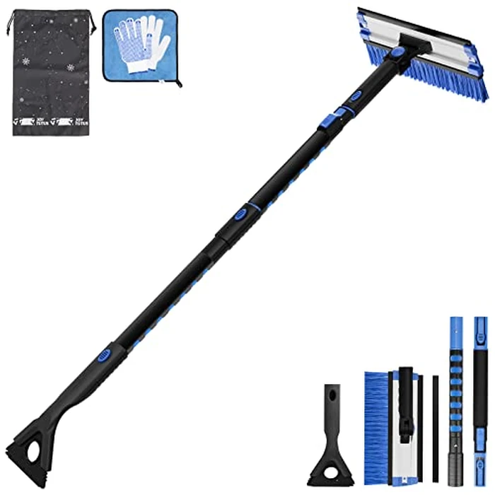 JOYTUTUS 47.7 inch Extendable Snow Brush & Ice Scraper, 270 Deg Pivoting Snow Scraper Brush for Car Windshield, Telescoping, Heavy Duty Remover for Cars, Trucks, SUV by JOYTUTUS - Used - Acceptable condition - CA$15.11