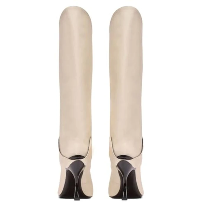 NSZPD Women's Leather Knee High Boots V-Cut Pointed Toe Stiletto High Heel Riding Boots Stylish Motorcycle Biker Booties with Twist Detail For Party Wedding Shows by NSZPD - Image 6