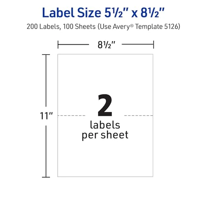 Avery Internet Shipping Labels for Laser Printers with TrueBlock Technology, 5.5 x 8.5 Inches, White, Box of 200 (5126) by Avery - Image 5