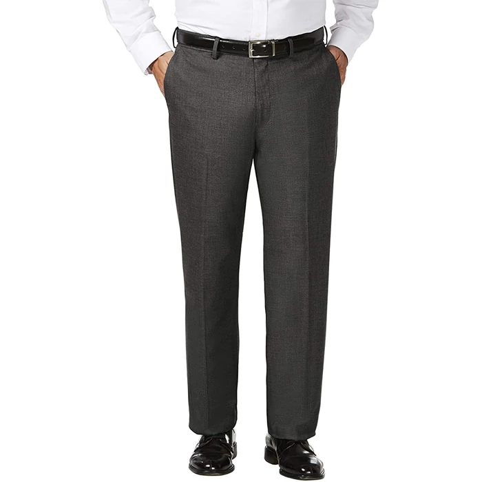 Haggar J.M Men's Big and Tall Expandable Waist Classic Fit Flat Front Pant, Dark Grey Heather, 44Wx30L by Haggar - Used - Like New condition - US$40.98