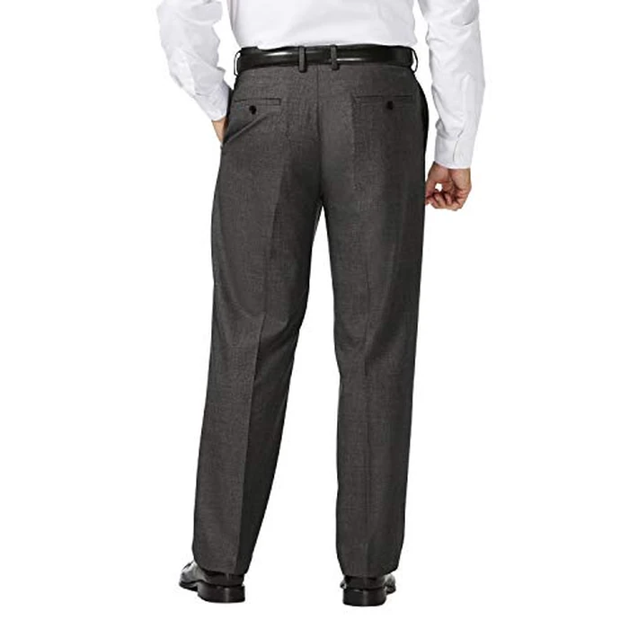 Haggar J.M Men's Big and Tall Expandable Waist Classic Fit Flat Front Pant, Dark Grey Heather, 44Wx30L by Haggar - Image 2