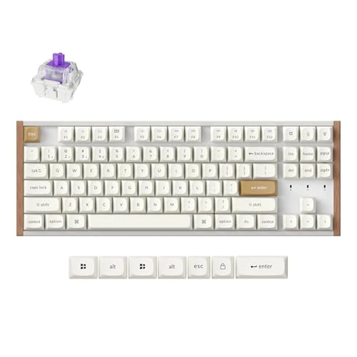 Keychron K8 HE TKL Keyboard Wireless Bluetooth 2.4G Wired Triple Mode Hot Swappable Hall Effect with QMK Launcher Aluminum+Wood Frame Rapid Trigger for Mac Windows Linux-White by Keychron - Used - Acceptable condition