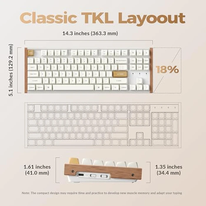Keychron K8 HE TKL Keyboard Wireless Bluetooth 2.4G Wired Triple Mode Hot Swappable Hall Effect with QMK Launcher Aluminum+Wood Frame Rapid Trigger for Mac Windows Linux-White by Keychron - Image 8