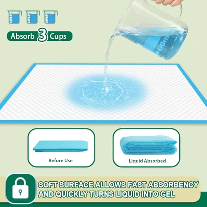 IMMCUTE Puppy Pads 22"x23" 100 Count | 6-Layer Leak-Proof & Super Absorbent Dog Training Pads | Disposable Potty Pads for Puppies, Dogs, Cats & Rabbits | Blue & White by IMMCUTE - Image 3