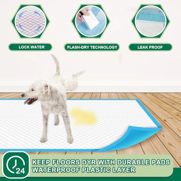 IMMCUTE Puppy Pads 22"x23" 100 Count | 6-Layer Leak-Proof & Super Absorbent Dog Training Pads | Disposable Potty Pads for Puppies, Dogs, Cats & Rabbits | Blue & White by IMMCUTE - Image 4