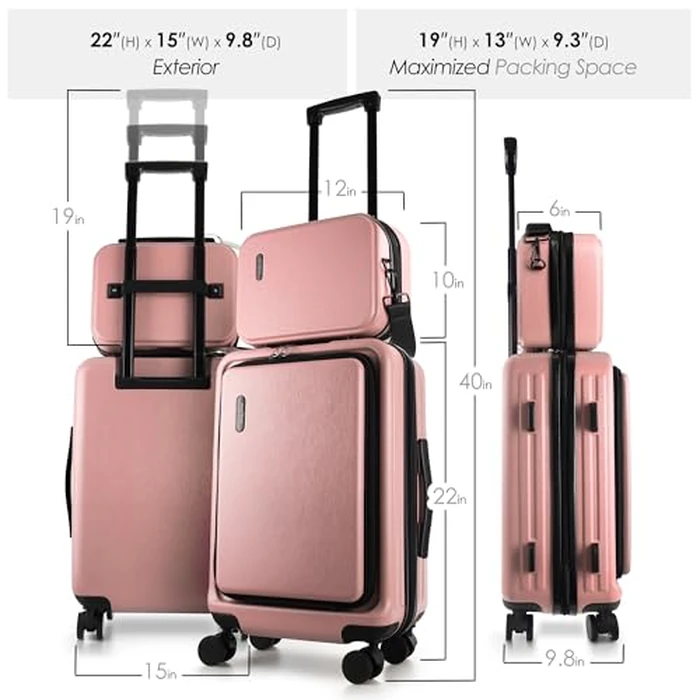 TRAVELARIM Non-Expandable, Pink, Medium 24-Inch Checked, 24 Inch Luggage by TRAVELARIM - Image 2