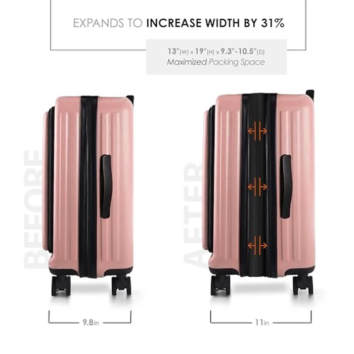 TRAVELARIM Non-Expandable, Pink, Medium 24-Inch Checked, 24 Inch Luggage by TRAVELARIM - Image 3