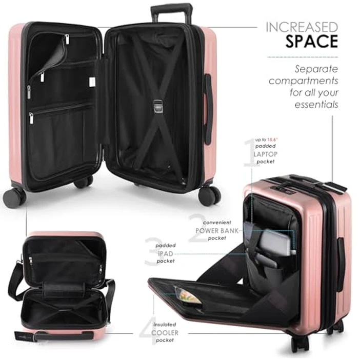 TRAVELARIM Non-Expandable, Pink, Medium 24-Inch Checked, 24 Inch Luggage by TRAVELARIM - Image 4