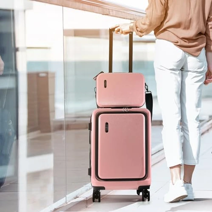 TRAVELARIM Non-Expandable, Pink, Medium 24-Inch Checked, 24 Inch Luggage by TRAVELARIM - Image 9