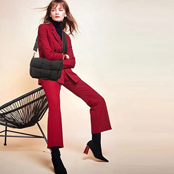 NAARIIAN Shoulder bags for women, Light-weight small puffer purses waterproof, hand-woven puffy bag crossbody handbag(black M) by NAARIIAN - Image 2