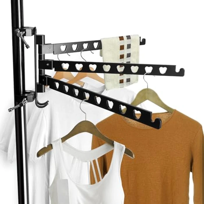 Jiaxitek Aluminum RV Clothes Drying Rack,180 degrees Swivel Arms - Ladder Mounted, No Drilling, Upgraded Clips, Foldable, Space Saver for RV/Camper/Trailer/Boat/Home by Jiaxitek - Image 1